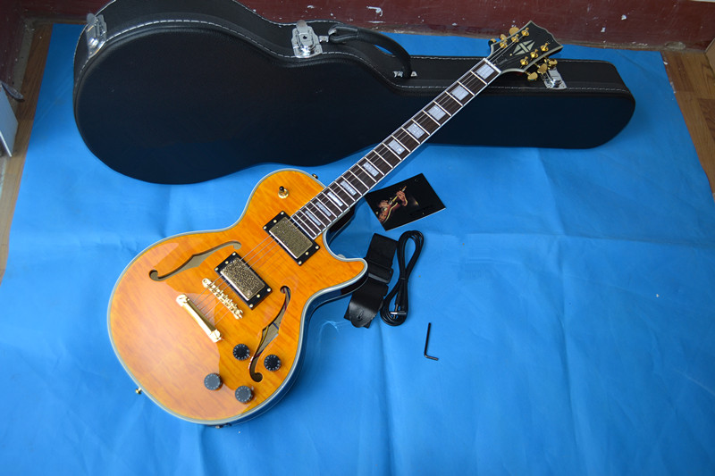 LP Custom Electric Guitar Yellow jazz guitar F-1421