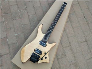 Fan Fretted Headless Electric Guitar Natural 453