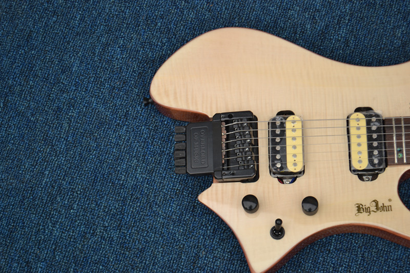 Fanned electric guitar A bridge flame maple top body 3378